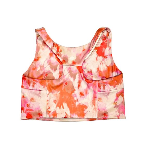 ZELLA Women's orange/beige/pink tie dye longline racer back sports bra, size S - Picture 2 of 4